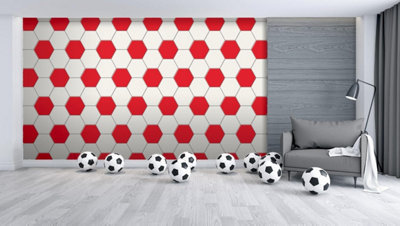 Zed Decor United/Arsenal/Liverpool Any Red Team Football Themed Wallpaper Kids Bedroom Football Fan RED Wallpaper
