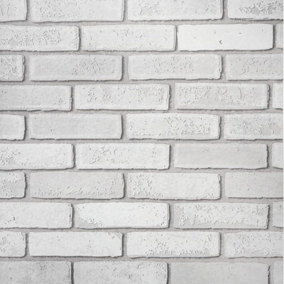 Zed Decor Vintage Brick Stone Effect Self Adhesive Vinyl Wallpaper, Bedroom & Living Room 45cm x 300cm Vintage White Brick B1096
