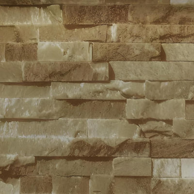 Zed Decor Vintage Brick Stone Effect Self Adhesive Vinyl Wallpaper, Bedroom & Living Room Light Oak Natural Stone B1066