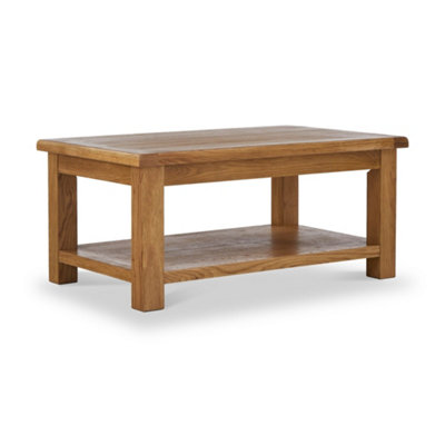Zelah Oak 110cm Large Rectangular Coffee Table with Shelf - By Roseland Furniture