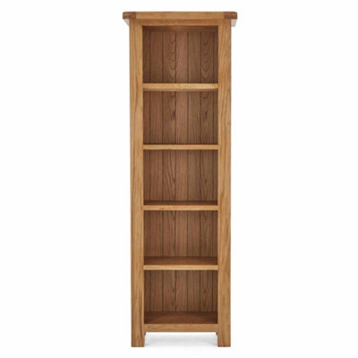 Zelah Oak 5 Tier Narrow Bookcase - By Roseland Furniture