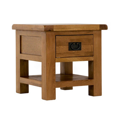 Zelah Oak 50cm Lamp Side Table with Drawer - Fully Assembled By Roseland Furniture