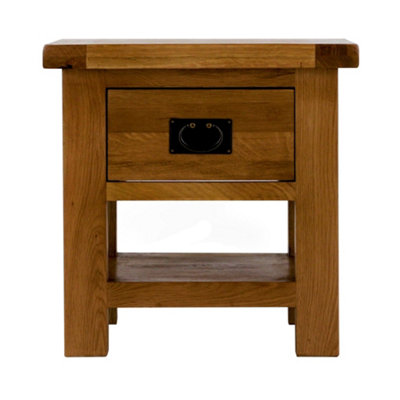 Zelah Oak 50cm Lamp Side Table with Drawer - Fully Assembled By Roseland Furniture