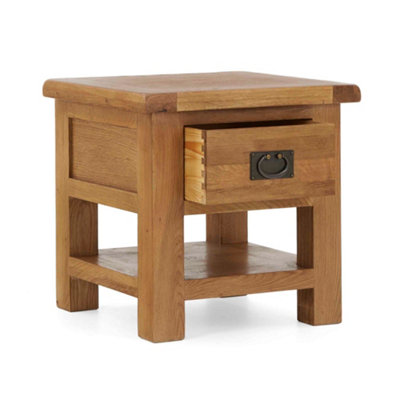 Zelah Oak 50cm Lamp Side Table with Drawer - Fully Assembled By Roseland Furniture