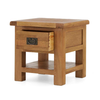 Zelah Oak 50cm Lamp Side Table with Drawer - Fully Assembled By Roseland Furniture