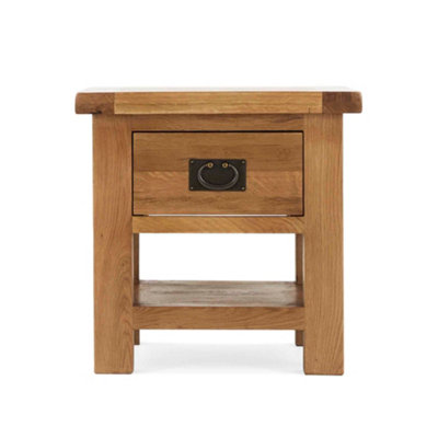 Zelah Oak 50cm Lamp Side Table with Drawer - Fully Assembled By Roseland Furniture