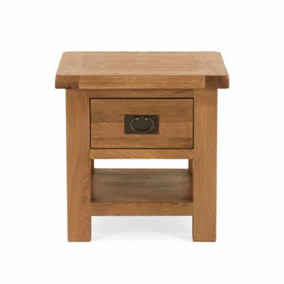 Zelah Oak 50cm Lamp Side Table with Drawer - Fully Assembled By Roseland Furniture