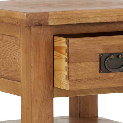 Zelah Oak 50cm Lamp Side Table with Drawer - Fully Assembled By Roseland Furniture