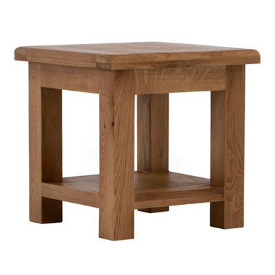 Zelah Oak 50cm Lamp Side Table with Shelf - Fully Assembled By Roseland Furniture
