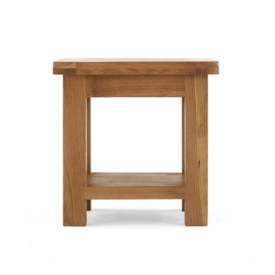 Zelah Oak 50cm Lamp Side Table with Shelf - Fully Assembled By Roseland Furniture