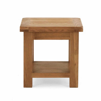 Zelah Oak 50cm Lamp Side Table with Shelf - Fully Assembled By Roseland Furniture