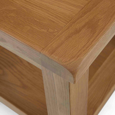Zelah Oak 50cm Lamp Side Table with Shelf - Fully Assembled By Roseland Furniture