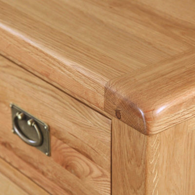 Zelah Oak Wide Bedside Table Fully Assembled - By Roseland Furniture