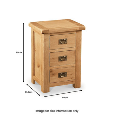 Zelah Oak Wide Bedside Table Fully Assembled - By Roseland Furniture