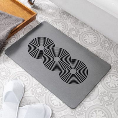 Zen Circles Grey Stone Non Slip Bath Mat