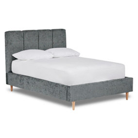 Zen Fabric Bed With Fluted Headboard Panels Bed Base Only 4FT Small Double- Pavia Charcoal
