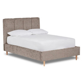 Zen Fabric Bed With Fluted Headboard Panels Bed Base Only 4FT Small Double- Pavia Dove