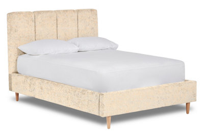 Zen Fabric Bed With Fluted Headboard Panels Bed Base Only 4FT Small Double- Pavia Ivory