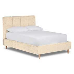 Zen Fabric Bed With Fluted Headboard Panels Bed Base Only 4FT Small Double- Pavia Ivory