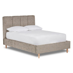 Zen Fabric Bed With Fluted Headboard Panels Bed Base Only 4FT Small Double- Pavia Silver