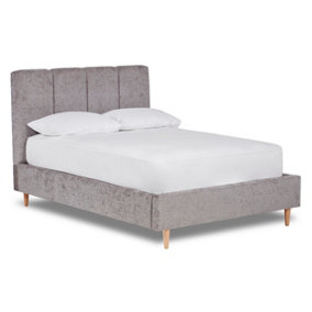 Zen Fabric Bed With Fluted Headboard Panels Bed Base Only 4FT Small Double- Pavia Titan