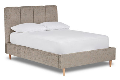 Zen Fabric Bed With Fluted Headboard Panels Bed Base Only 4FT6 Double- Pavia Silver