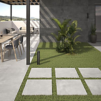 Zen Matt Grey Concrete Effect Porcelain Outdoor Tile - Pack of 2, 0.74m² - (L)610x(W)610