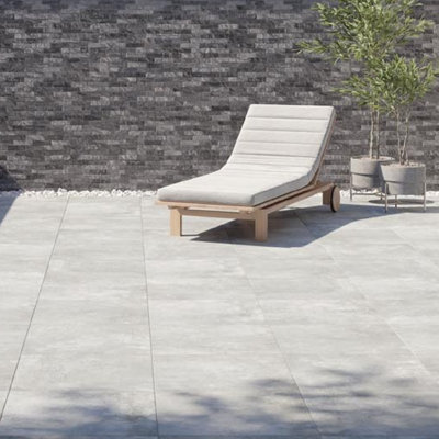 Zen Matt Perla Concrete Effect Porcelain Outdoor Tile Pack of 2 Tiles 0.74m² (L)610mm (W)610mm