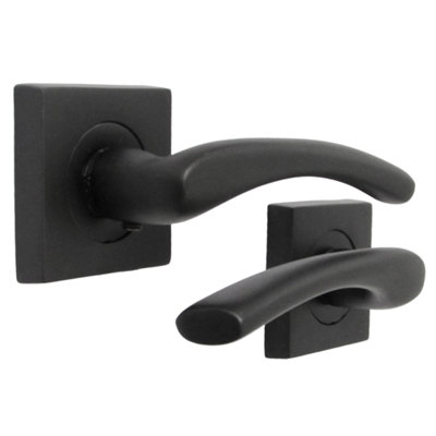 Zena Door Handle Matt Black Lever on Square Rose Internal Latch Handles Set Price Comparisons | Compare The Build