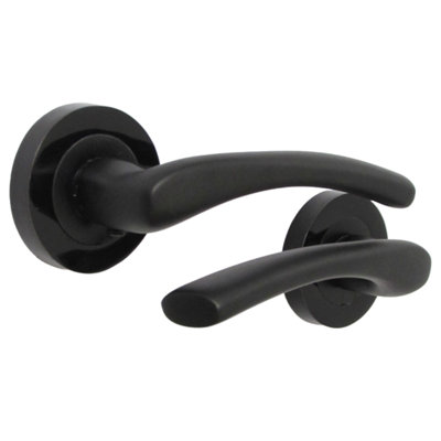 Hunta HANDLEZONE® 5 Sets Zena Internal Door Handles on Rose Lever Latch Packs with Ball Bearing Hinges - Black Nickel