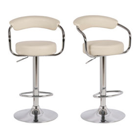 Zenith Bar Stools Set of 2 with Adjustable Height, Swivel Mechanism for Breakfast Bar Or Kitchen, Cream