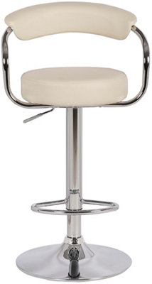 Zenith Bar Stools Set of 2 with Adjustable Height, Swivel Mechanism for Breakfast Bar Or Kitchen, Cream