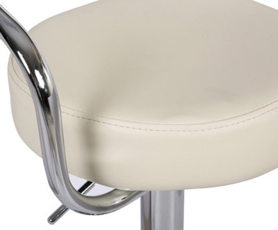 Zenith Bar Stools Set of 2 with Adjustable Height, Swivel Mechanism for Breakfast Bar Or Kitchen, Cream
