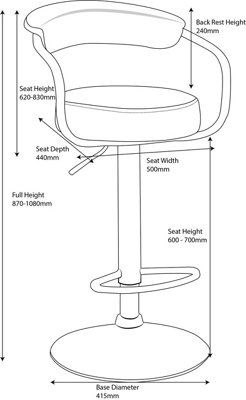 Zenith Bar Stools Set of 2 with Adjustable Height, Swivel Mechanism for Breakfast Bar Or Kitchen, Cream