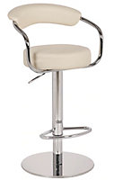 Zenith Deluxe Kitchen Bar Stool, Footrest, Height Adjustable Swivel Gas Lift, Home Bar & Breakfast Barstool, Faux-Leather, Cream