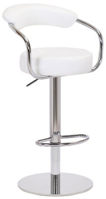 Zenith Deluxe Kitchen Bar Stool, Footrest, Height Adjustable Swivel Gas Lift, Home Bar & Breakfast Barstool, Faux-Leather, White