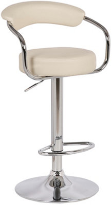 Zenith Kitchen Bar Stool, Chrome Footrest, Height Adjustable Swivel Gas Lift, Home Bar & Breakfast Barstool, Faux-Leather, Cream