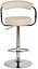 Zenith Kitchen Bar Stool, Chrome Footrest, Height Adjustable Swivel Gas Lift, Home Bar & Breakfast Barstool, Faux-Leather, Cream
