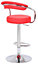 Zenith Kitchen Bar Stool, Chrome Footrest, Height Adjustable Swivel Gas Lift, Home Bar & Breakfast Barstool, Faux-Leather, Red