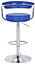 Zenith Kitchen Bar Stool, Chrome Stem & Footrest, Height Adjustable Swivel Gas Lift, Breakfast Bar & Home Barstool, Blue