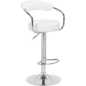 Zenith Kitchen Bar Stool, Height Adjustable Gas-Lift, Breakfast & Home Bar Stool, White