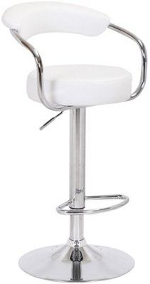 Zenith Kitchen Bar Stool, Single, Height Adjustable Gas-Lift, Comfortable Padded Seat, Breakfast & Home Bar Stool, White