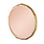 Zenith Organic Circular Brass Wall Mirror With Pink glass Mirror For Dressing Room, Metal Frame, Brass, 91cm Round