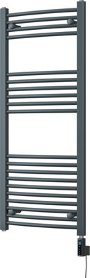 Zennor - Anthracite Electric Towel Rail H1200mm x W500mm Curved 600w Thermostatic WIFI