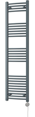 Zennor - Anthracite Electric Towel Rail H1600mm x W400mm Curved 600w Thermostatic