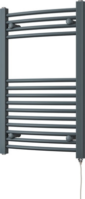 Zennor - Anthracite Electric Towel Rail H800mm x W500mm Curved 300w Standard