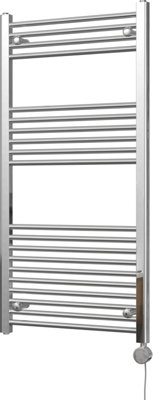 Zennor - Chrome Electric Towel Rail H1200mm x W600mm Straight 300w Thermostatic