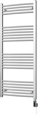 Zennor - Chrome Electric Towel Rail H1400mm x W600mm Curved 300w Thermostatic WIFI
