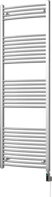 Zennor - Chrome Electric Towel Rail H1800mm x W600mm Curved 600w Thermostatic WIFI