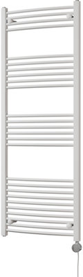 Zennor - White Electric Towel Rail H1600mm x W600mm Curved 600w Thermostatic